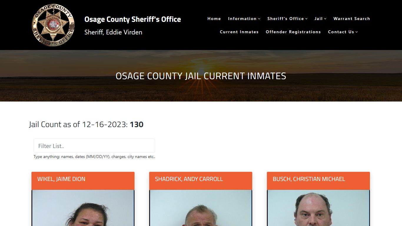 Osage County Jail Current Inmates – Osage County Sheriff's Office